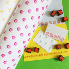 Load image into Gallery viewer, Mini Diwali Rubber Stamp Set on a Wooden Mount - Set of 8