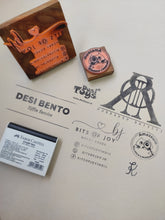 Load image into Gallery viewer, Company Logo Small Business Rubber Stamp with Wooden Mount - Size 4 in x 4 in