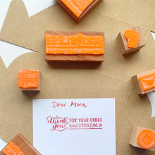 Load image into Gallery viewer, Small Business Essential Bundle Pack - Logo Stamp + QR Code Stamp + Thank You Stamp + 4 Mini Stamps