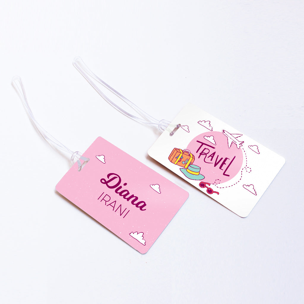 Travel Personalised Bag/Baggage Tag Luggage Tag Pink Set of