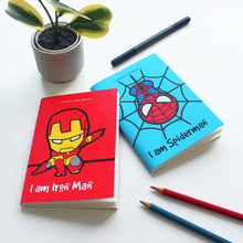 Load image into Gallery viewer, Iron Man & Spiderman Superhero Themed A6 Blank Pocket Notepads 60 Pages (Set of 2)