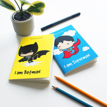 Load image into Gallery viewer, Superman and Batman Superhero Themed A6 Blank Pocket Notepads 60 Pages (Set of 2)