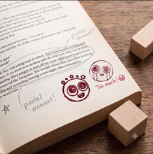 Load image into Gallery viewer, Tiny Icon Rubber Stamps with Wooden Mount for Book Annotations - Set of 15