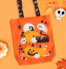 Load image into Gallery viewer, Illustrated Front/Back Canvas Zippered Tote Bag - Halloween (Can be Personalised)