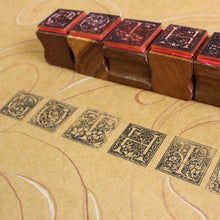 Load image into Gallery viewer, Mini Alphabet Rubber Stamp Set on a Wooden Mount - Gothic/Spring