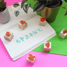 Load image into Gallery viewer, Mini Alphabet Rubber Stamp Set on a Wooden Mount - Gothic/Spring