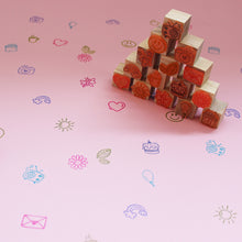 Load image into Gallery viewer, Tiny Icon Rubber Stamps with Wooden Mount for Craft and Packaging - Set of 6/15