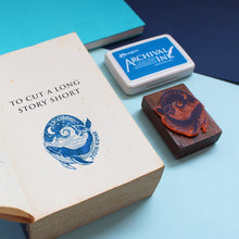 Load image into Gallery viewer, Personalised Ex Libris Rubber Stamp with Wooden Mount - Whales