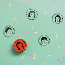 Load image into Gallery viewer, Personalised Single Face Rubber Stamp with Wooden Mount - Boys & Girls (Ready Face Templates)