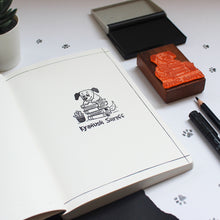 Load image into Gallery viewer, Personalised Name/Ex Libris Rubber Stamp with Wooden Mount - Puppy Love
