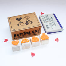 Load image into Gallery viewer, Mini Icon Rubber Stamps with Wooden Mount for Craft and Packaging - Set of 4/12