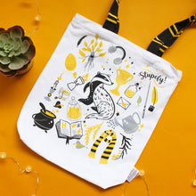 Load image into Gallery viewer, Official Harry Potter Illustrated Front/Back Canvas Zippered Tote Bag - Hufflepuff (Can be Personalised)