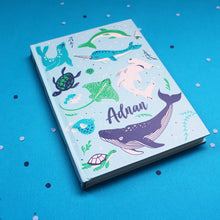 Load image into Gallery viewer, Save The Seas Themed A5 Hardbound Notebook Ruled Pages (Can be Personalised)
