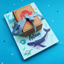Load image into Gallery viewer, Save The Seas Themed Personalised Stamp and Hardbound Notebook Combo