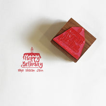 Load image into Gallery viewer, Personalised Wooden Name Stamp - Happy Birthday Cake