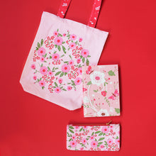 Load image into Gallery viewer, Spring-Flower Themed Curated Gift Hamper - Set of Tote Bag, Pouch & Notebook - Pink
