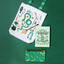 Load image into Gallery viewer, Official Harry Potter Slytherin House Themed Curated Gift Hamper - Set of Tote Bag, Pouch & Notebook