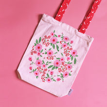 Load image into Gallery viewer, Tote Bag for Women Front/Back Canvas Zippered Tote Bag Shopping Bag Carry Bag Multipurpose Bag - Pink Spring Flower (Can be Personalised)