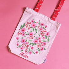Load image into Gallery viewer, Tote Bag for Women Front/Back Canvas Zippered Tote Bag Shopping Bag Carry Bag Multipurpose Bag - Pink Spring Flower (Can be Personalised)