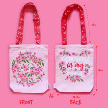 Load image into Gallery viewer, Tote Bag for Women Front/Back Canvas Zippered Tote Bag Shopping Bag Carry Bag Multipurpose Bag - Pink Spring Flower (Can be Personalised)
