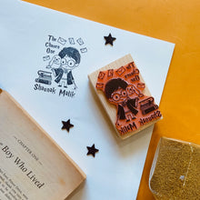 Load image into Gallery viewer, Official Harry Potter Personalised Illustrated Name Rubber Stamp with Wooden Mount - Chosen One