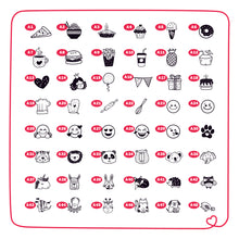 Load image into Gallery viewer, Mini Icon Rubber Stamps with Wooden Mount for Craft and Packaging - Set of 4/12