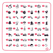 Load image into Gallery viewer, Mini Icon Rubber Stamps with Wooden Mount for Craft and Packaging - Set of 4/12
