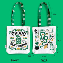 Load image into Gallery viewer, Official Harry Potter Illustrated Front/Back Canvas Zippered Tote Bag - Slytherin (Can be Personalised)