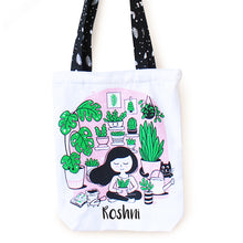 Load image into Gallery viewer, Illustrated Front/Back Canvas Zippered Tote Bag - You Grow Girl (Can be Personalised)