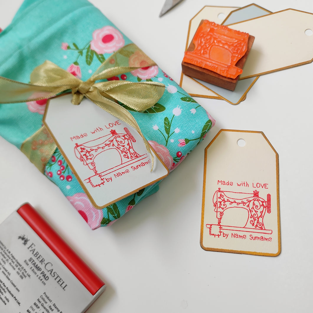 Personalised Business Rubber Stamp with Wooden Mount - Stitch & Sew