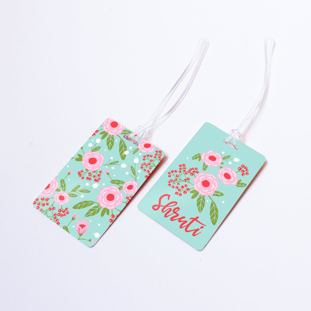 Green Springflower Personalised Bag/Baggage Tag Luggage Tag - Set of 2