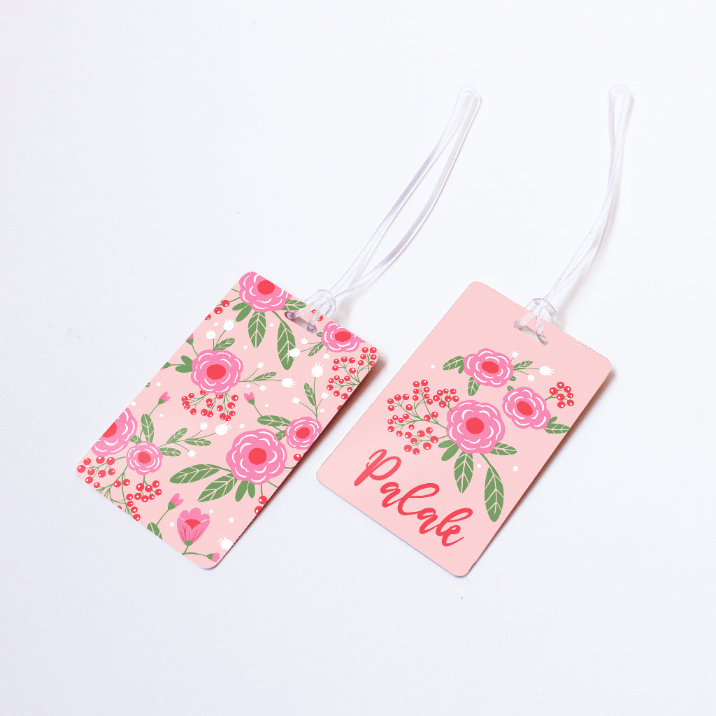 Pink Springflower Personalised Bag/Baggage Tag Luggage Tag - Set of 2