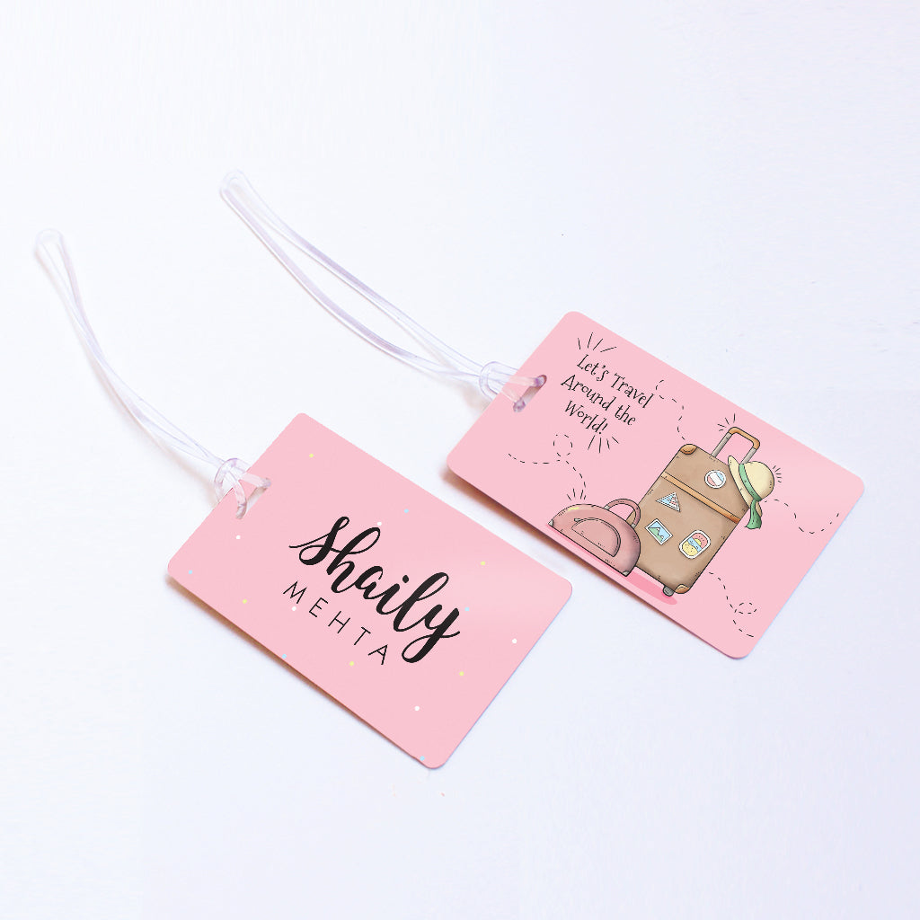 Let's Travel Around the World Personalised Bag/Baggage Tag Luggage Tag - Set of 2