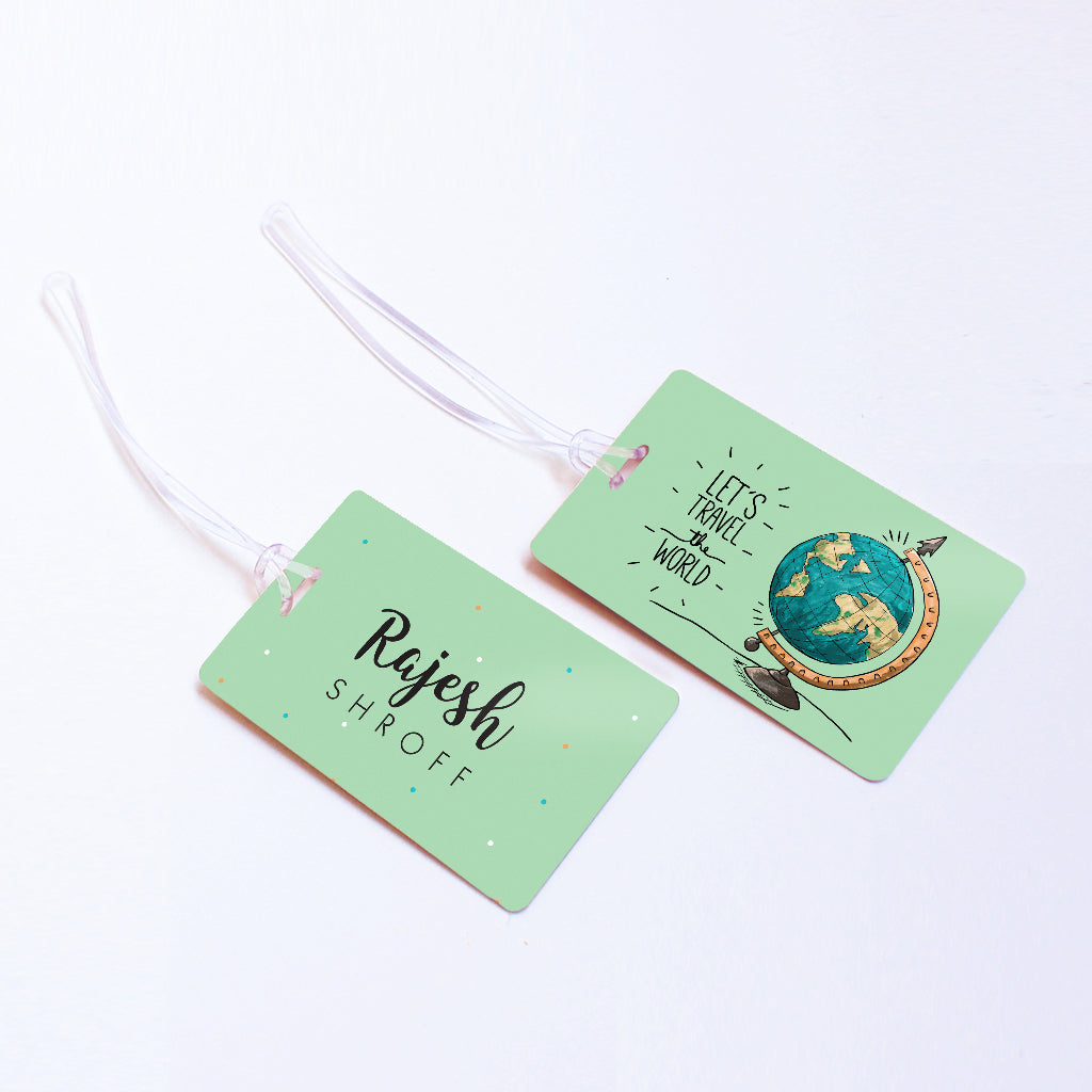 Let's Travel the World Personalised Bag/Baggage Tag Luggage Tag - Set of 2