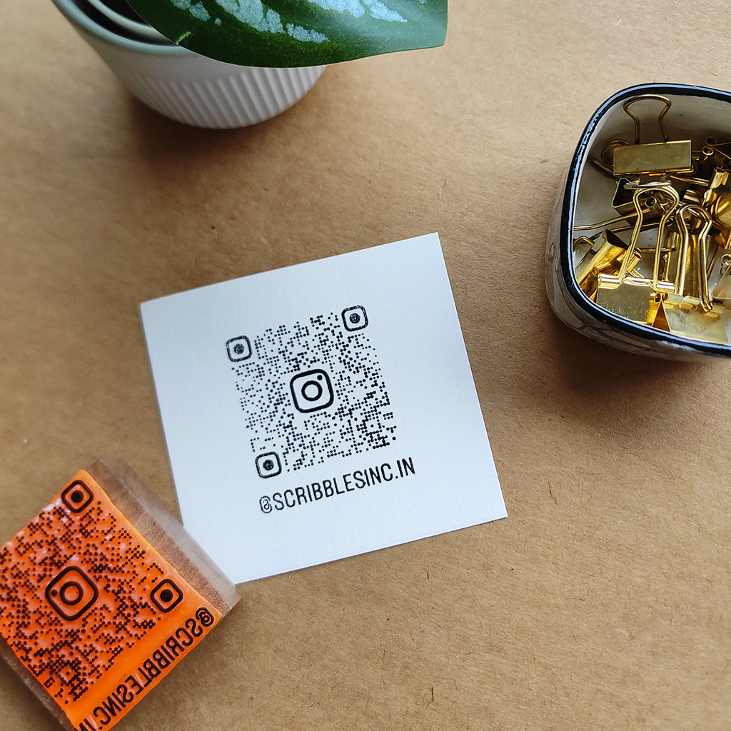 QR Code Rubber Stamp with Wooden Mount for Small Businesses ...