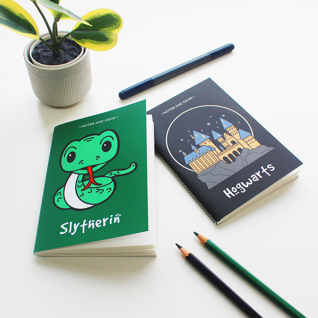 Official Harry Potter Slytherin House Themed A6 Blank Pocket Notepads 60 Pages (Set of 2)