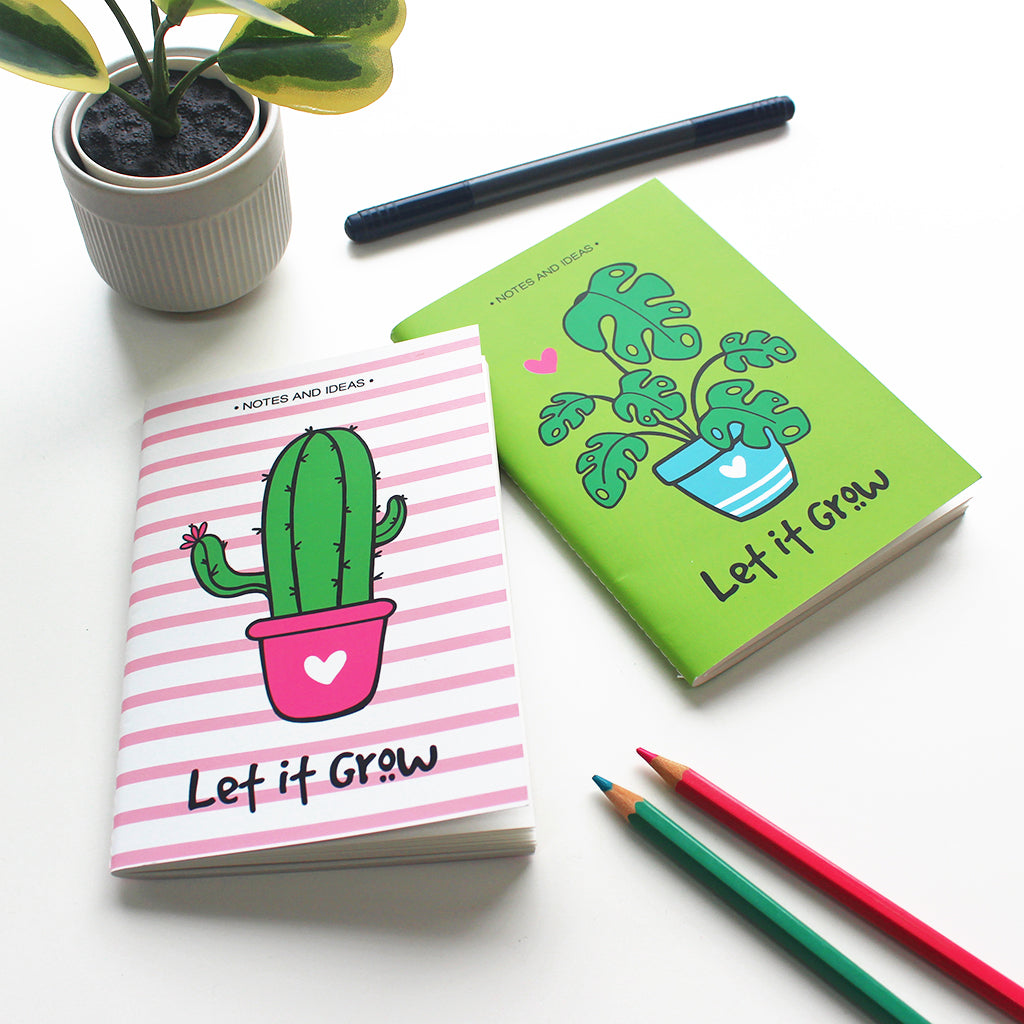 Let it Grow Plants Themed A6 Blank Pocket Notepads 60 Pages (Set of 2)