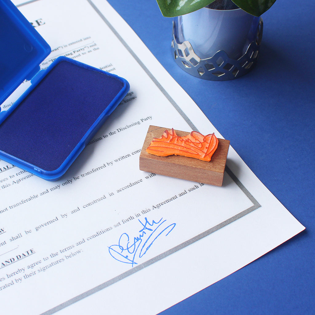 Personalised Rubber Name Stamp on a Wooden Mount - Signature
