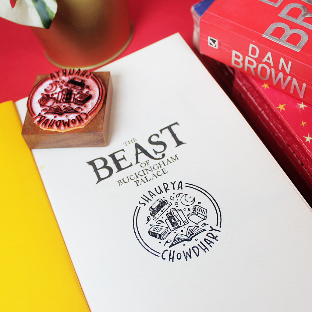 Personalised Library Rubber Stamp with Wooden Mount - Serial Reader