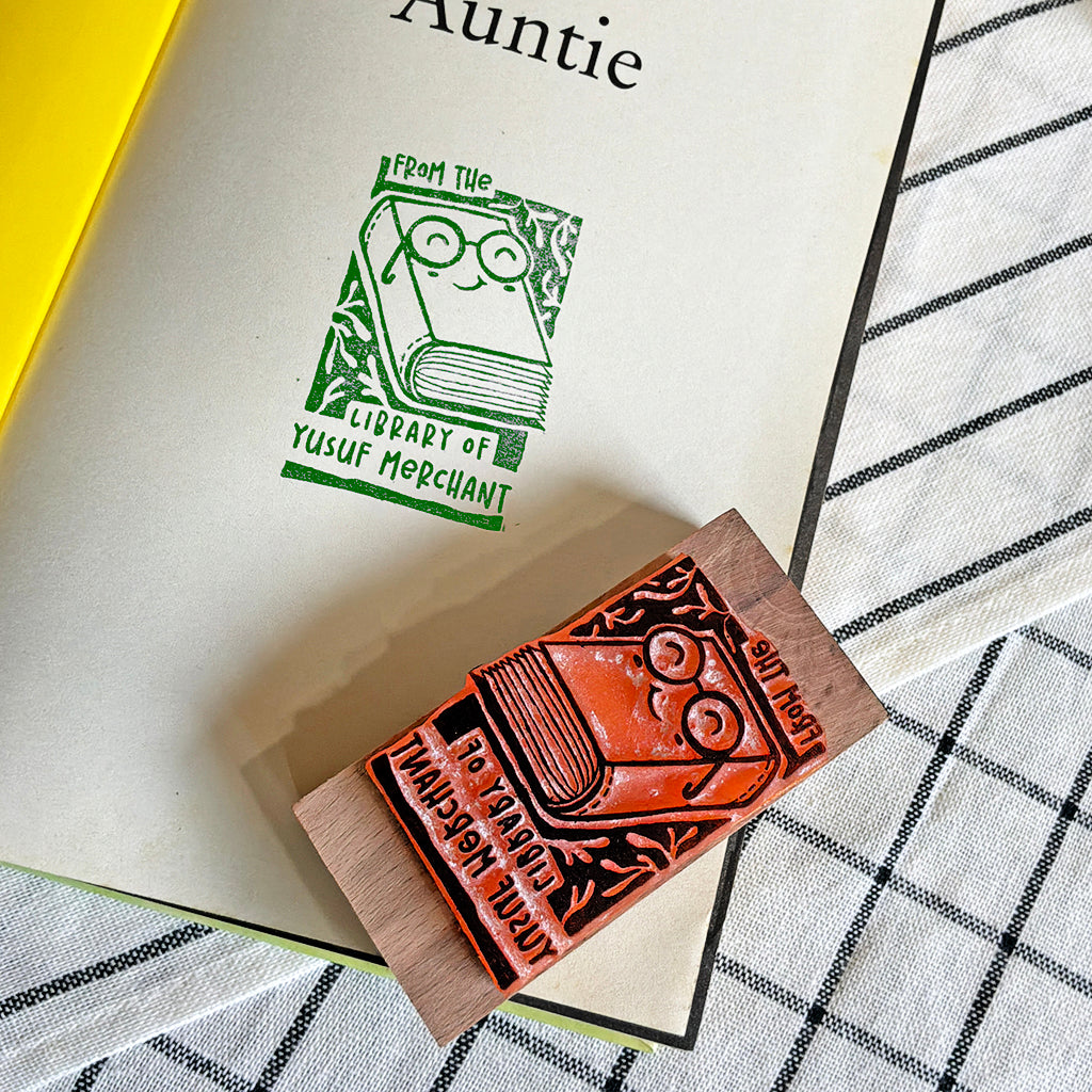 Personalised Rubber Library Stamp with Wooden Mount - Evergreen Reader ...