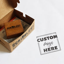Load image into Gallery viewer, Custom Design Library Book Rubber Stamp with Wooden Mount
