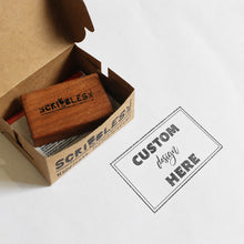 Load image into Gallery viewer, Custom Design Library Book Rubber Stamp with Wooden Mount

