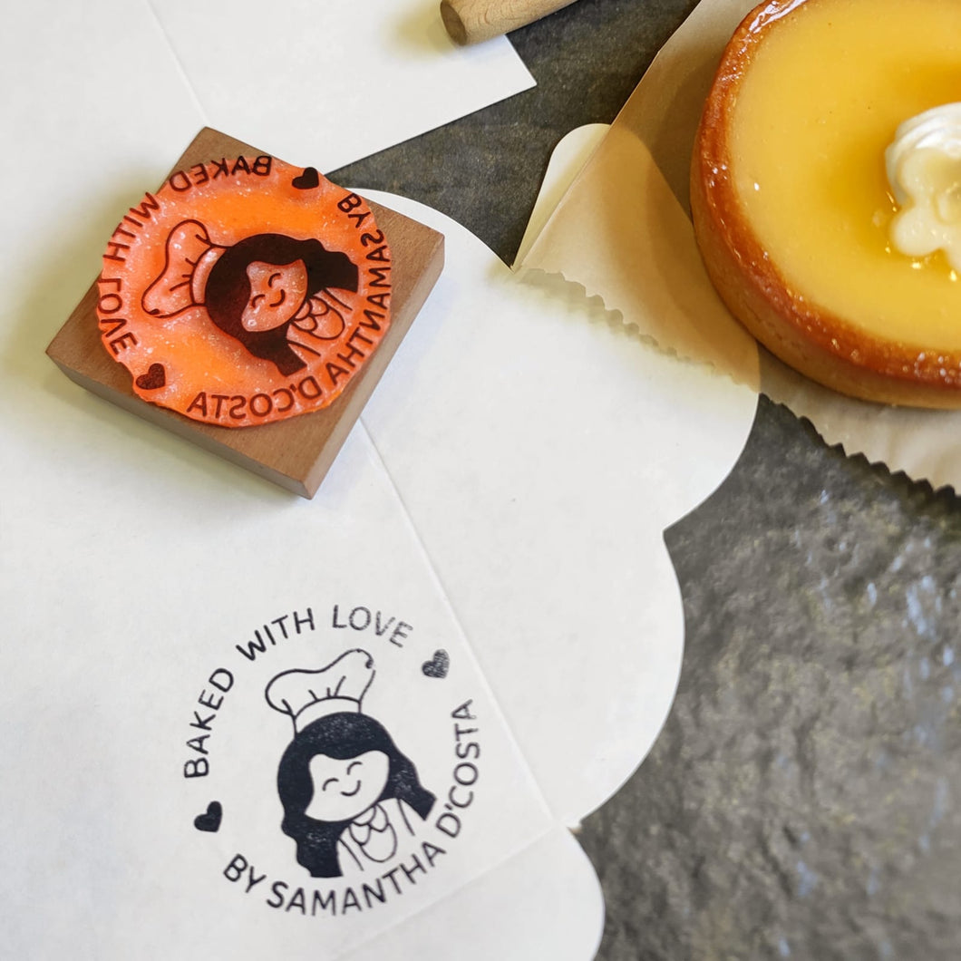 Personalised Business Rubber Stamp with Wooden Mount - Bakers