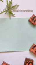Load and play video in Gallery viewer, Personalised Face Rubber Stamp with Wooden Mount - Custom Hand Drawn.
