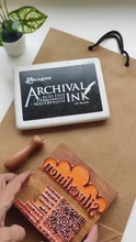 Load and play video in Gallery viewer, Small Business Logo + QR Code + Text Rubber Stamp with Wooden Mount

