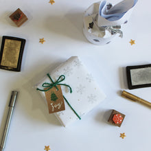 Load image into Gallery viewer, Mini Christmas Rubber Stamp Set on a Wooden Mount - Set of 4
