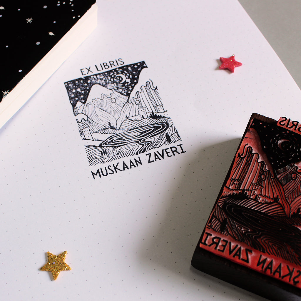 Ex Libris Rubber Stamp landscape
