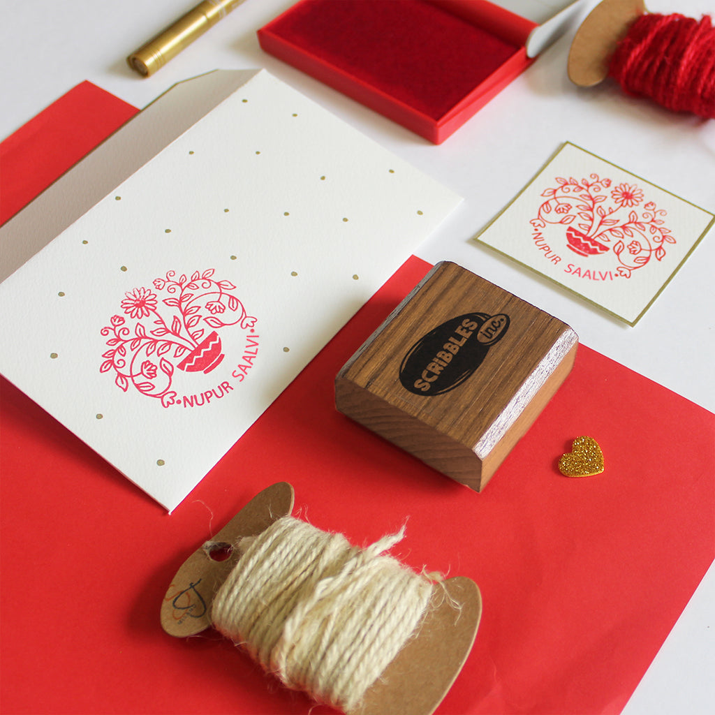 Ex Libris Rubber Stamp Floral Name