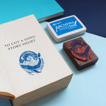 Load image into Gallery viewer, Personalised Ex Libris Rubber Stamp with Wooden Mount - Whales
