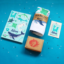 Load image into Gallery viewer, Save The Seas Themed Personalised Stationery Gift Hamper
